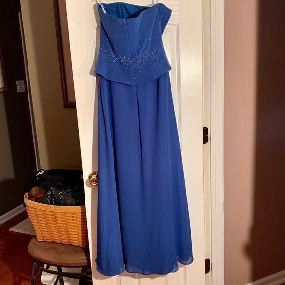 Blue Chiffon Belsoie Strapless Dress Size 8 NWT - Picture 3 of 5